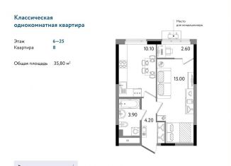 Продажа однокомнатной квартиры, 35.8 м2, Ижевск