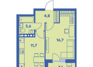 Продам 1-комнатную квартиру, 38.4 м2, Пермь