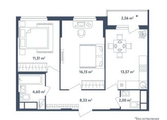 2-ком. квартира на продажу, 57.4 м2, поселок Мещерино