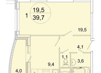 1-ком. квартира на продажу, 39.7 м2, Ивантеевка, улица Прокудина, 1