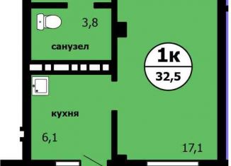 Продается 1-ком. квартира, 32.5 м2, Красноярск, Ленинский район, проспект Машиностроителей, 35