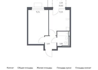 Продам 1-комнатную квартиру, 35.2 м2, Московская область, жилой комплекс Прибрежный Парк, 7.1
