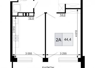 Продается 2-комнатная квартира, 44.4 м2, Анапа