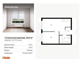 Продажа 1-комнатной квартиры, 32.4 м2, Москва, жилой комплекс Амурский Парк, 1.5, ЖК Амурский Парк