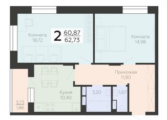 Продается двухкомнатная квартира, 62.7 м2, Воронеж