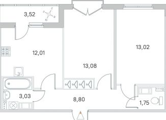 Продается 2-ком. квартира, 53.5 м2, посёлок Стрельна