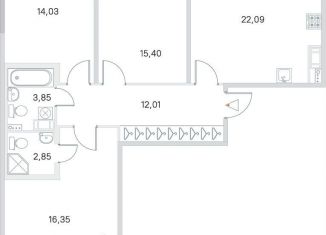 Продажа 3-ком. квартиры, 90 м2, посёлок Стрельна, ЖК Любоград