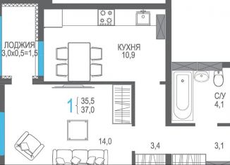 Продаю 1-комнатную квартиру, 37 м2, поселок городского типа Массандра, Южнобережное шоссе, 2А