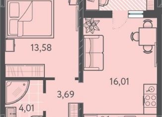 1-ком. квартира на продажу, 39.5 м2, Краснодарский край