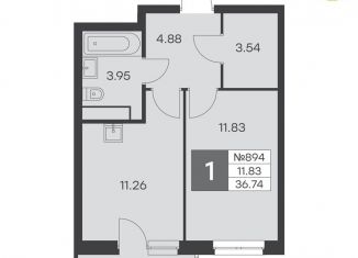 Продажа 1-ком. квартиры, 36.7 м2, Екатеринбург, улица Громова, 26, ЖК Миллениум