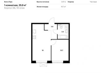 Продаю 1-комнатную квартиру, 35.9 м2, Ярославль, жилой комплекс Волга Парк, 5Б