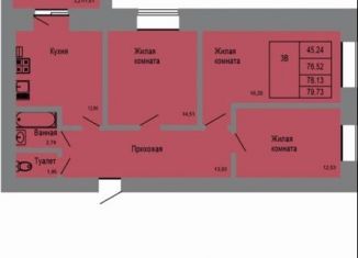 Продам трехкомнатную квартиру, 78.1 м2, Йошкар-Ола, микрорайон Фестивальный