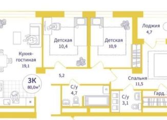 Продажа 3-комнатной квартиры, 77.4 м2, Екатеринбург, улица Амундсена, 7, ЖК Астон Событие