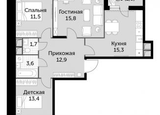 Продаю 3-комнатную квартиру, 76 м2, посёлок Развилка, ЖК Римский, Римский проезд, 7