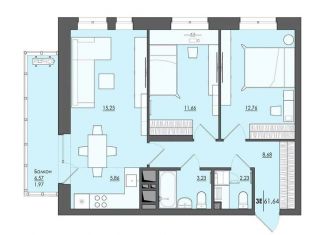 Продам 3-ком. квартиру, 61.6 м2, Пермь, улица Сергея Есенина, 9А, ЖК Ясно Дом на Есенина 9А