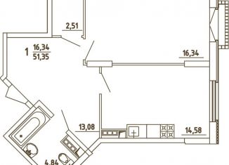 1-комнатная квартира на продажу, 51.4 м2, деревня Бородки, Парковая улица, 1, ЖК Грибовский Лес