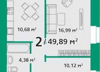 Двухкомнатная квартира на продажу, 49.9 м2, посёлок городского типа Берёзовка