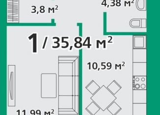 Продам однокомнатную квартиру, 35.8 м2, посёлок городского типа Берёзовка