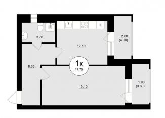 Продается однокомнатная квартира, 48.6 м2, Самара