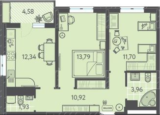 Продается 2-ком. квартира, 56.9 м2, Краснодар, Прикубанский округ