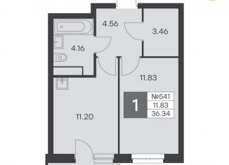 Продажа 1-комнатной квартиры, 36.3 м2, Екатеринбург, улица Громова, 26, ЖК Миллениум