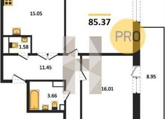 Продаю 3-комнатную квартиру, 85.4 м2, Санкт-Петербург, метро Проспект Просвещения, Береговая улица, 12