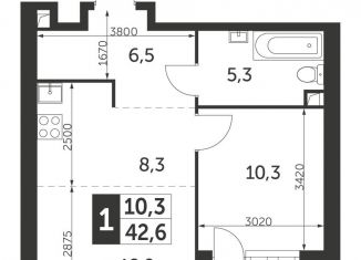 Продажа однокомнатной квартиры, 42.6 м2, Москва, ЖК Архитектор, улица Академика Волгина, 2с1