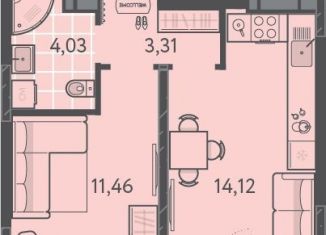 Продаю 1-ком. квартиру, 34.6 м2, Краснодар