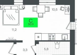 Квартира на продажу студия, 31 м2, Тюмень, улица Василия Малкова, 7, ЖК Гранд Квартал