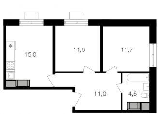 Продается двухкомнатная квартира, 53.9 м2, Москва