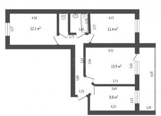 Продается 3-ком. квартира, 60.9 м2, посёлок Московский, улица Бурлаки, 14А