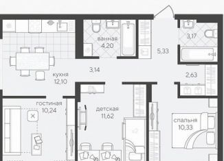 Продается 3-ком. квартира, 62.8 м2, Тюмень, ЖК Скандиа Квартал у Озера