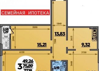 Продается 3-комнатная квартира, 77 м2, посёлок Берёзовый, улица имени Профессора Малигонова, 22