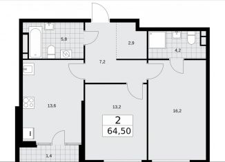 Продам 2-ком. квартиру, 64.5 м2, Москва, улица Зорге, 25с2, район Сокол