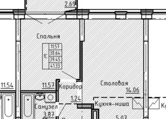 Однокомнатная квартира на продажу, 42 м2, Тюмень, ЖК Европейский квартал