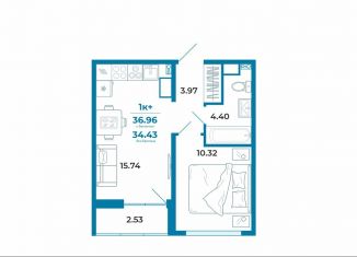 Продажа 1-ком. квартиры, 34.2 м2, Тюмень, ЖК Краснолесье, Селекционная улица, 6