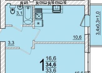 Продается 1-ком. квартира, 34.6 м2, аул Новая Адыгея, улица Тургеневское Шоссе, 33/5к35, ЖК Дарград