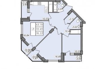 Продаю двухкомнатную квартиру, 73 м2, Воронеж, Волгоградская улица, 45