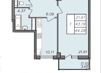 Продажа однокомнатной квартиры, 41 м2, Воронеж, Волгоградская улица, 45