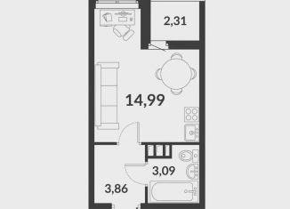 Продам квартиру студию, 23.1 м2, посёлок Шушары, ЖК Чкалов