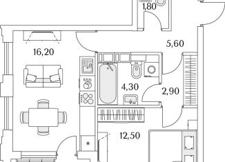 Продажа 1-ком. квартиры, 45.2 м2, Санкт-Петербург, Приморский район