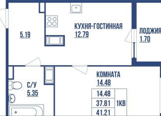 1-ком. квартира на продажу, 41.2 м2, Мурино, ЖК Материк