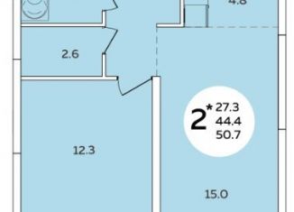 2-комнатная квартира на продажу, 50.7 м2, Краснодар, бульвар Адмирала Пустошкина, 11/3, ЖК Титаны