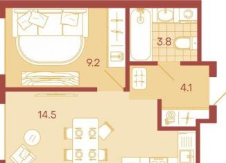 1-комнатная квартира на продажу, 31.6 м2, Пенза
