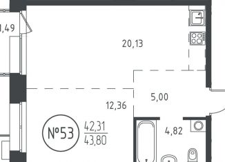 Продаю однокомнатную квартиру, 43.5 м2, Иркутск, Свердловский округ