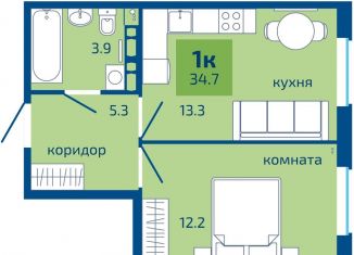 Продается 1-комнатная квартира, 34.7 м2, Пермь, Мотовилихинский район