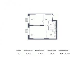 Продается 2-комнатная квартира, 40.1 м2, Московская область, жилой комплекс Томилино Парк, к5.1
