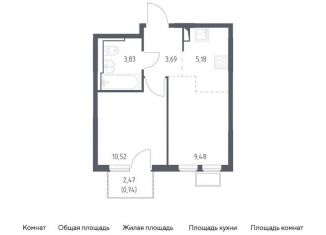 Продам 1-комнатную квартиру, 33.4 м2, Москва, жилой комплекс Остафьево, к15