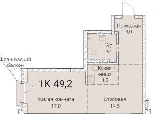 Продаю однокомнатную квартиру, 49.2 м2, Новосибирск, Овражная улица, 2А, Заельцовский район