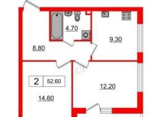 2-комнатная квартира на продажу, 52.6 м2, Всеволожск, Севастопольская улица, 2к1